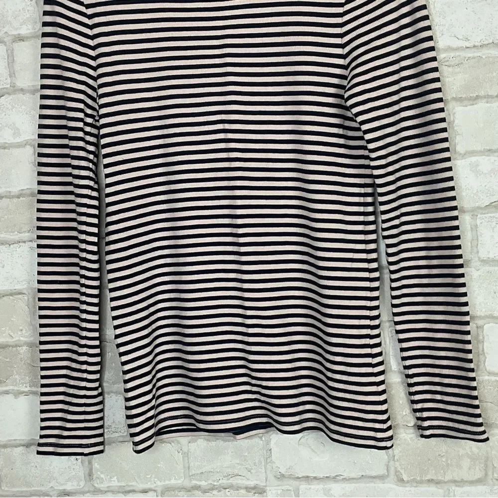 J. Crew Striped Ribbed Long Sleeve Tee Size M